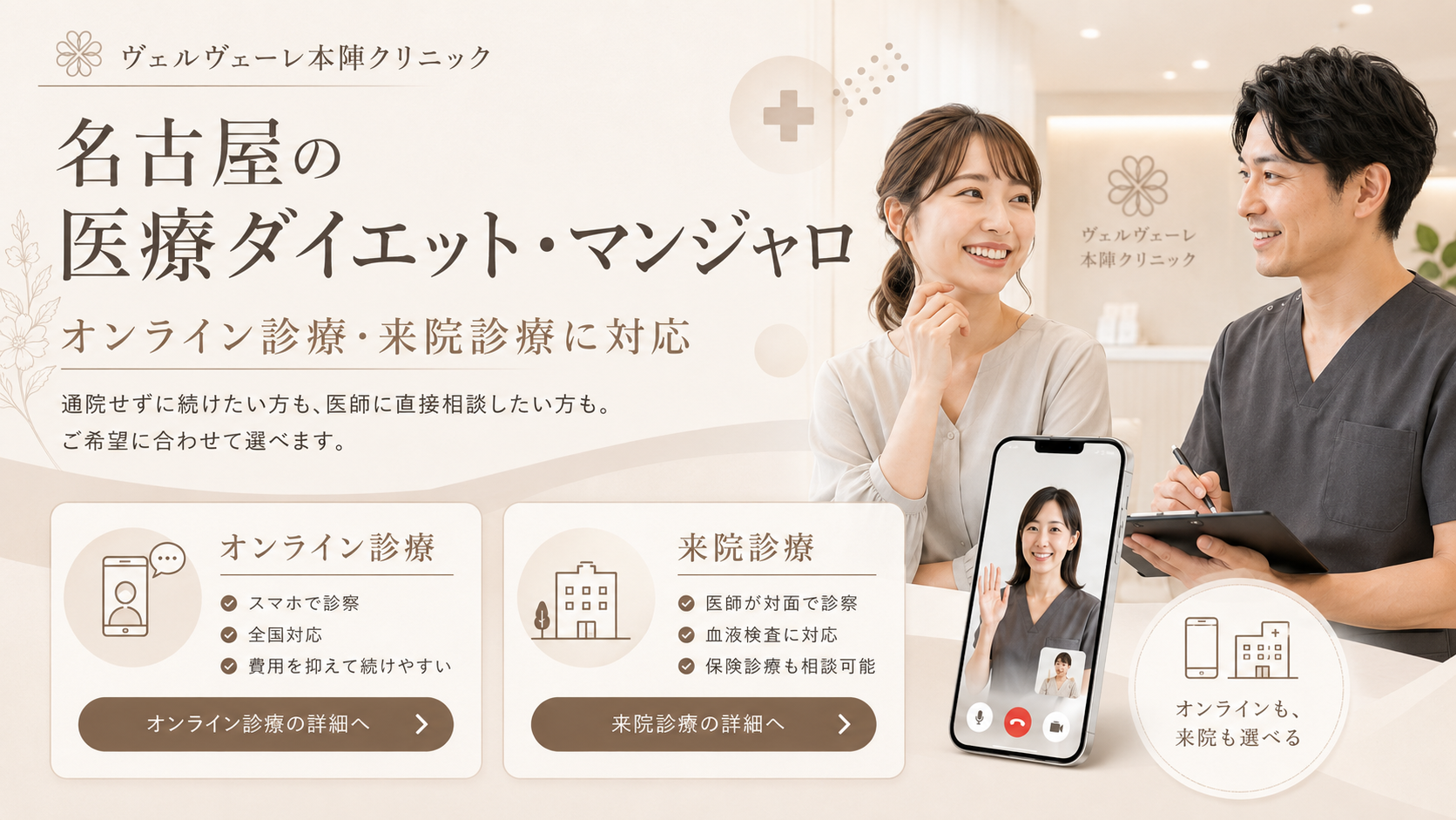 名古屋の医療ダイエット・マンジャロ。オンライン診療と来院診療に対応